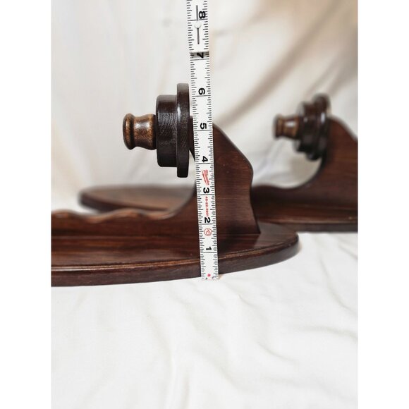 Vintage Wooden Wall-Mounted Candle Holders - Set Of 2 - Dark Wood Finish - Oval - Picture 11 of 11